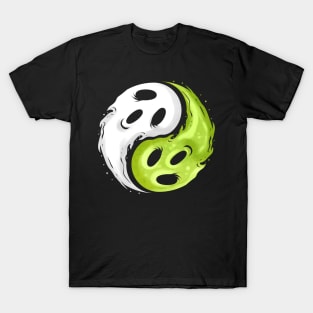 Spirit And Ghost Form Yin And Yang Sign Halloween T-Shirt